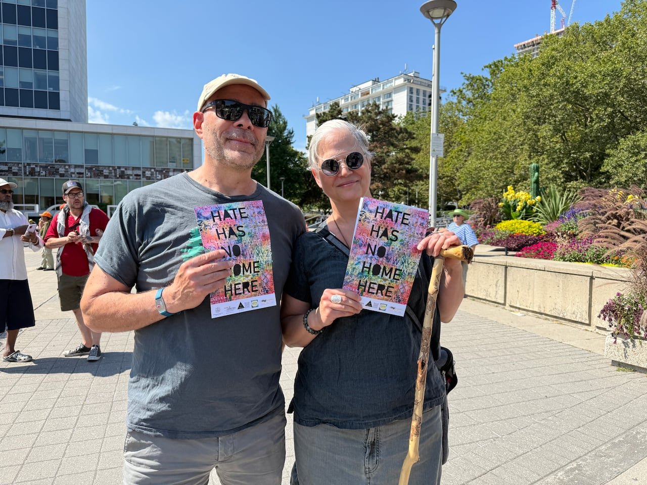 David Zayachkowski and Karen Goodfellow traveled from Toronto to participate in the Hope Not Hate rally.