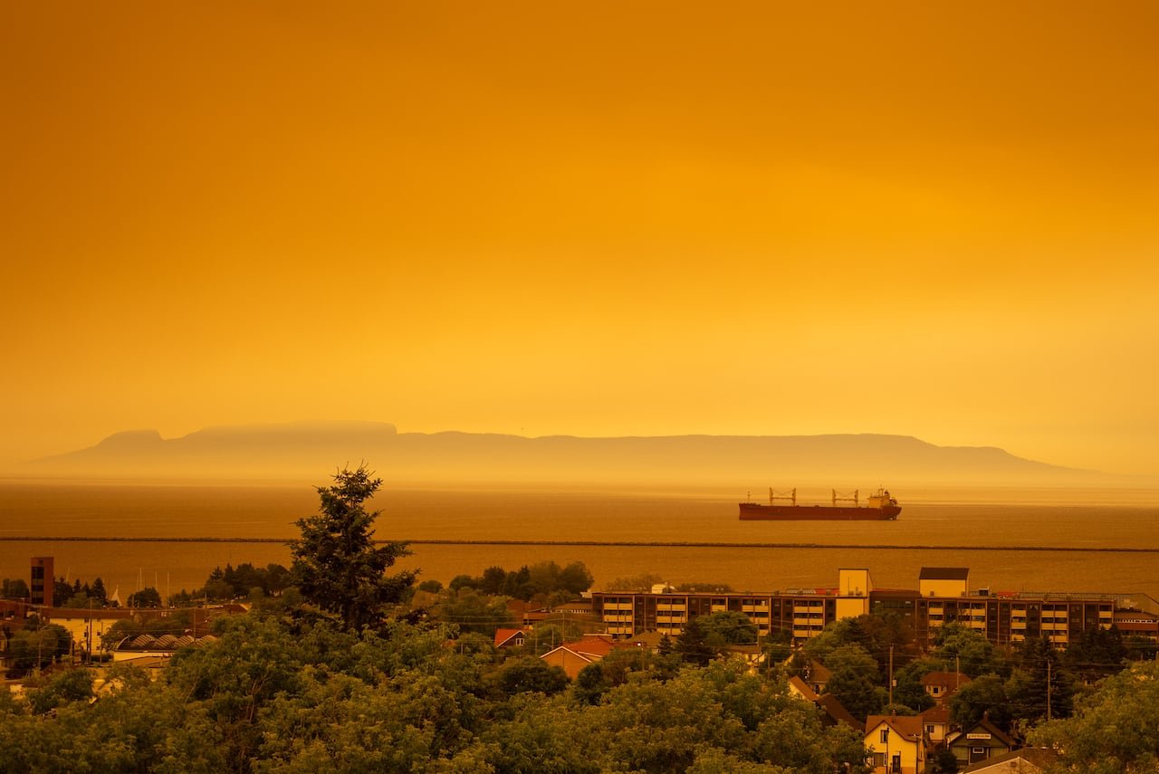 A haze of wildfire smoke.