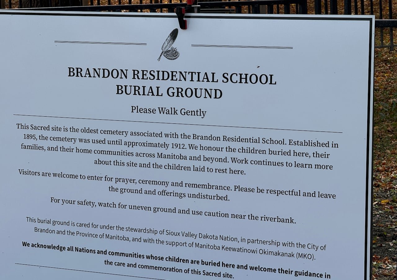 Sign at Brandon Residential School cemetery